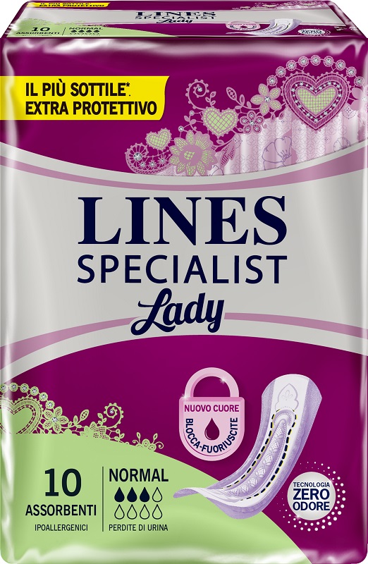 Lines Specialist Lady - Pannolone Sagomato Assorbenza Normal - 10 Pezzi