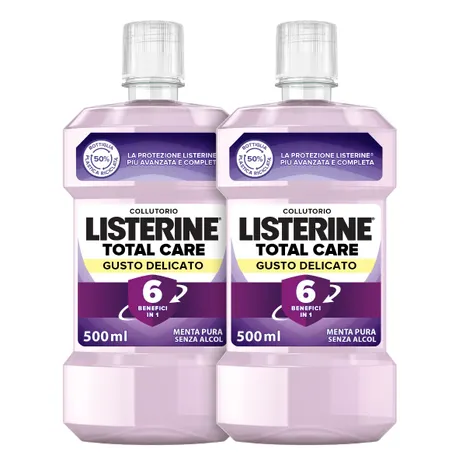 Listerine Total Care Collutorio Gusto Delicato Bipack 2x500 ml