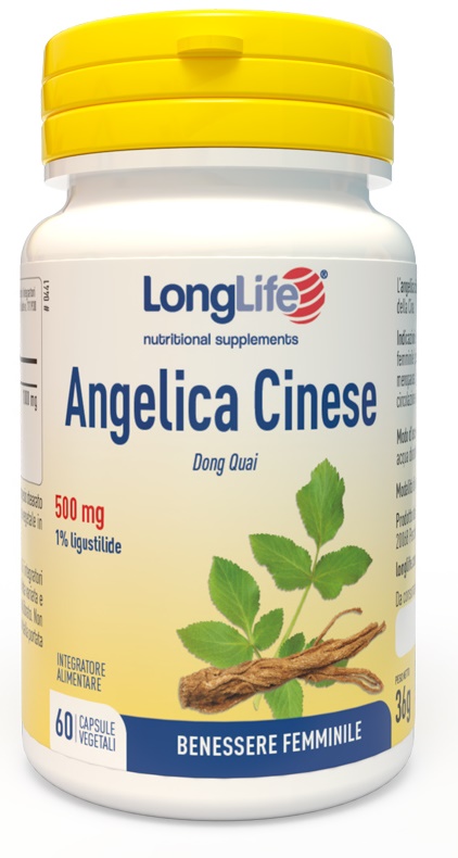LongLife Angelica Cinese 500 mg - Integratore per Disturbi del Ciclo - 60 Capsule Vegetali