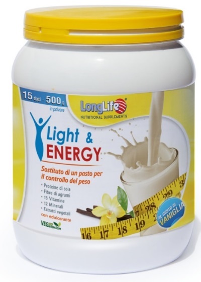 LongLife Light & Energy - Integratore per il Controllo del Peso Gusto Vaniglia - 500 g