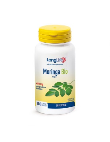 LongLife Moringa Bio 400 mg - Integratore per il Metabolismo dei Lipidi - 100 Capsule Vegetali