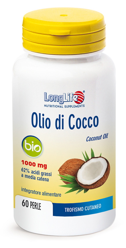 LongLife Olio di Cocco Bio - Integratore per il Trofismo Cutaneo - 60 Capsule