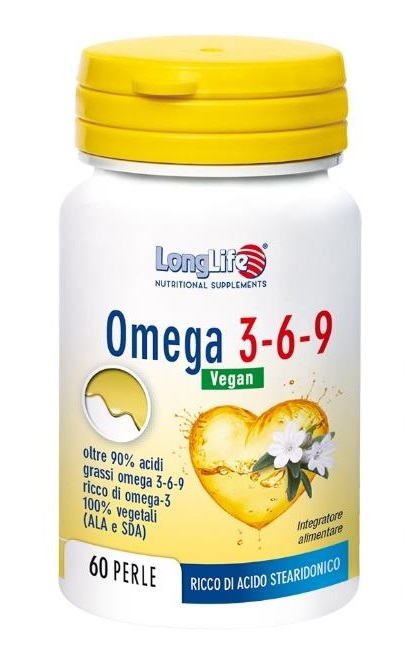 LongLife Omega 3-6-9 Vegan 750 mg - Integratore per la Funzione Cardiaca - 60 Perle