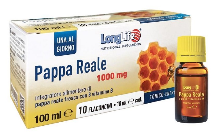 LongLife Pappa Reale 1000 mg - Integratore Tonico Energetico con Vitamina B - 10 Flaconcini