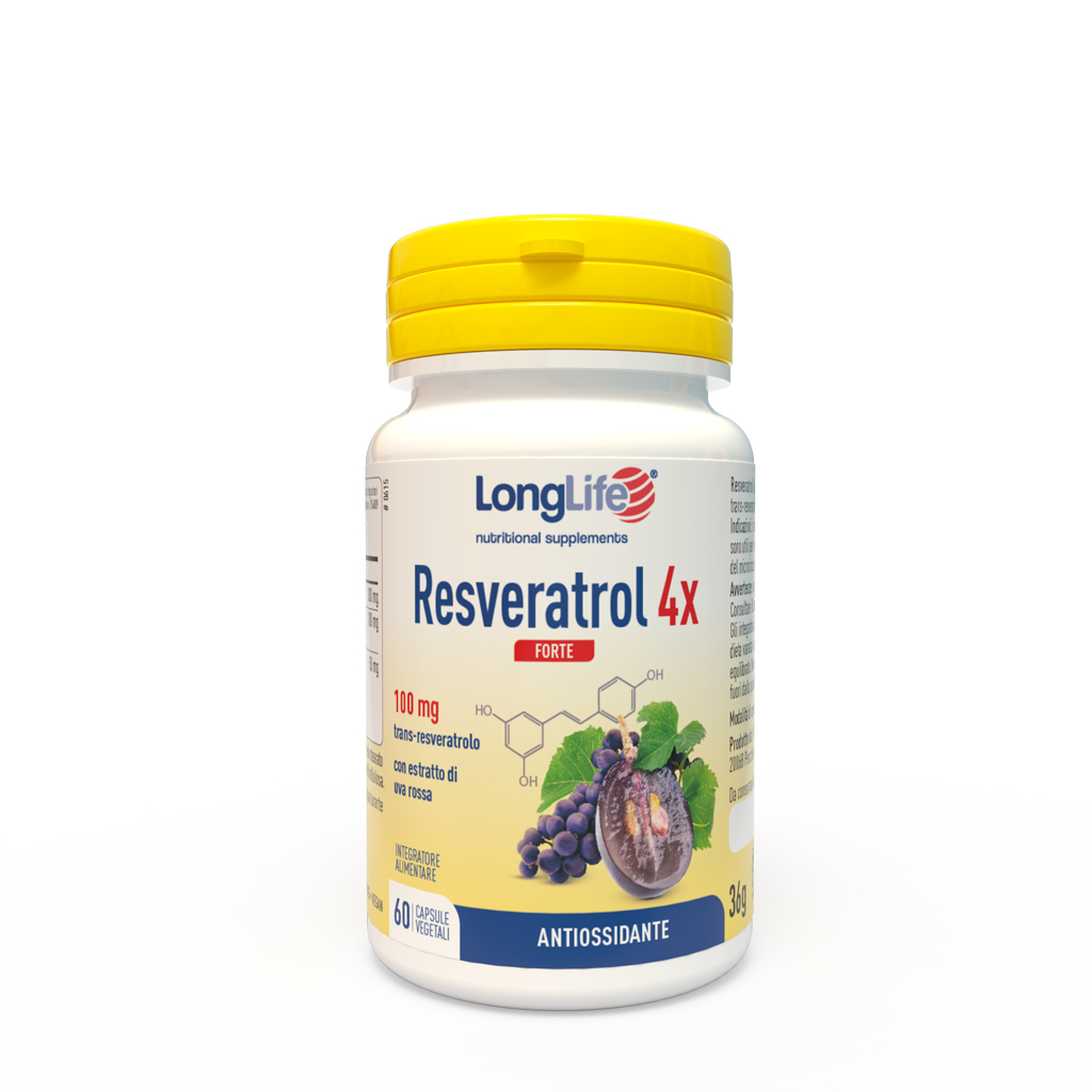 LongLife Resveratrol 4x Forte - Integratore Antiossidante - 60 Capsule