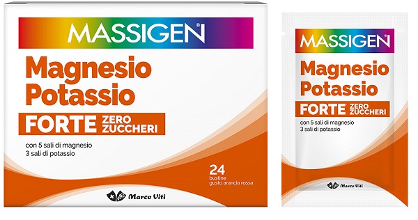 Massigen Magnesio e Potassio Forte Zero Zuccheri Integratore 24 Bustine