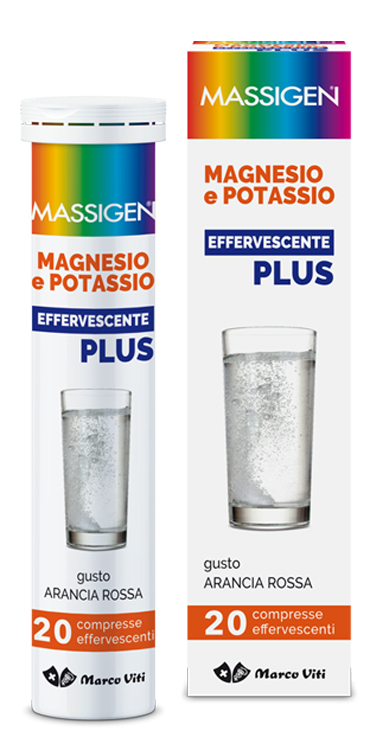 Massigen Magnesio e Potassio Plus - Integratore per Stanchezza e Affaticamento - 20 Compresse Effervescenti