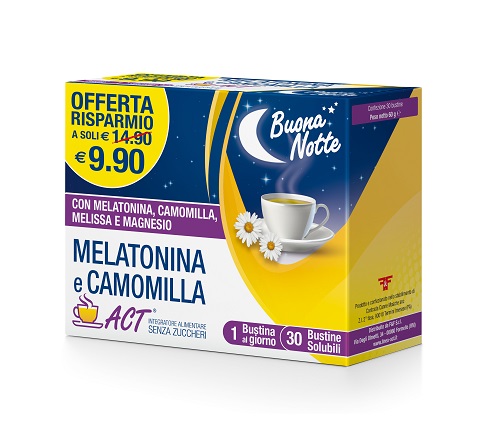 Melatonina e Camomilla Act Integratore per Dormire 30 Bustine