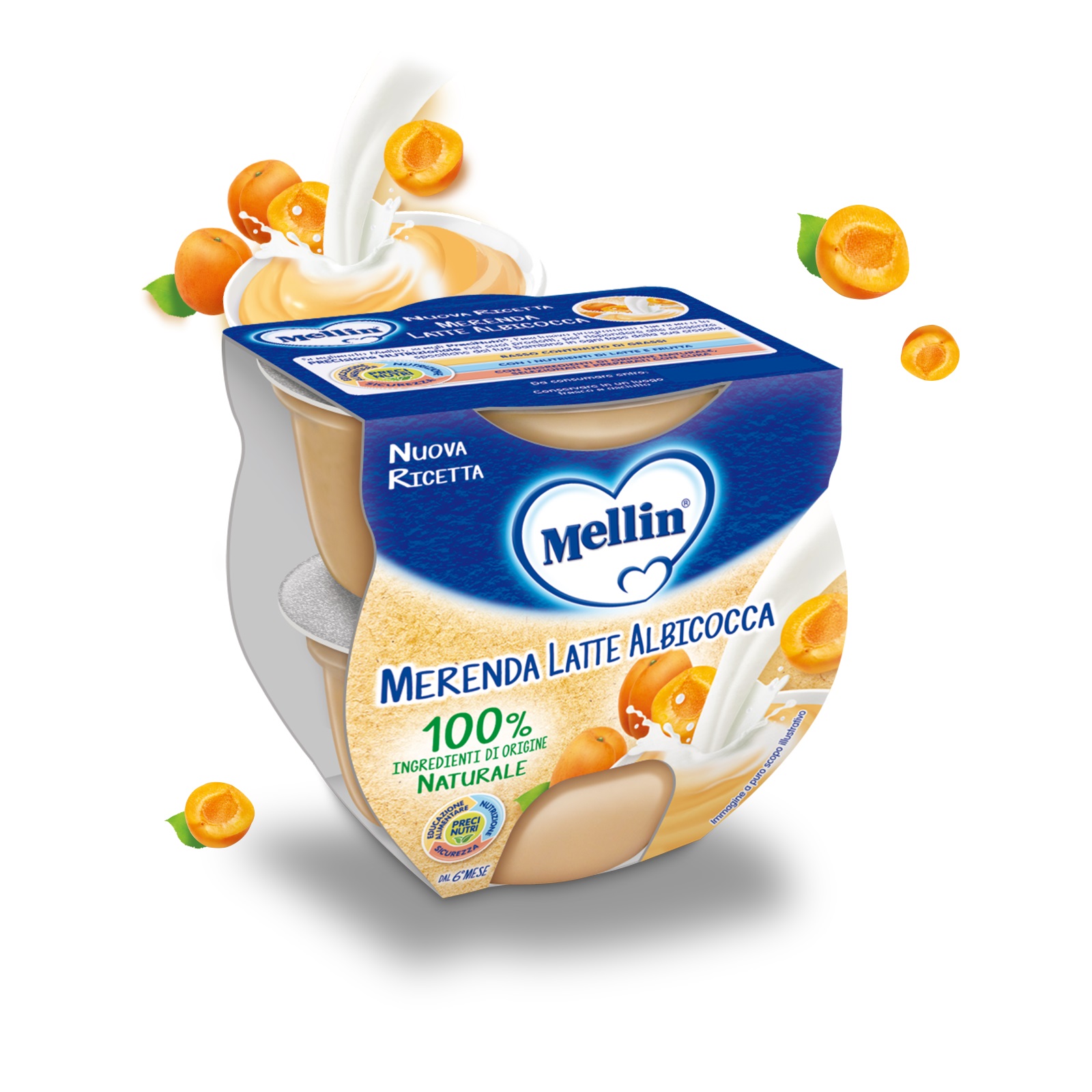 Mellin Merenda Latte Albicocca 2x100g