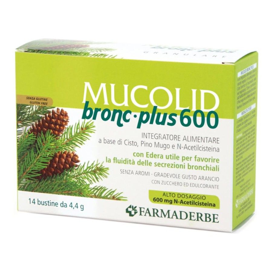 Mucolid Bronc 600 Plus Integratore per Secrezioni Bronchiali 14 Bustine