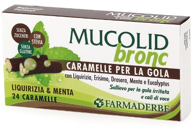 Mucolid Bronc Liquirizia e Menta Caramelle Gola 24 Pezzi