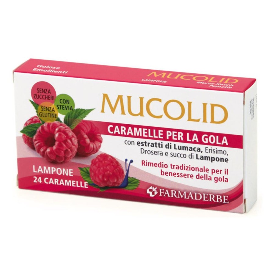 Mucolid Lumaca e Lampone Caramelle Gola 24 Pezzi