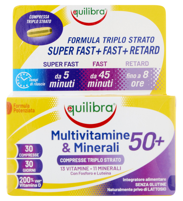 Multivitamine & Minerali 50+ Integratore per Adulti 30 Compresse