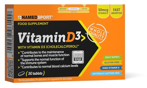 Named Sport Vitamin D3 - Integratore di Vitamina D per le Ossa - 30 Compresse