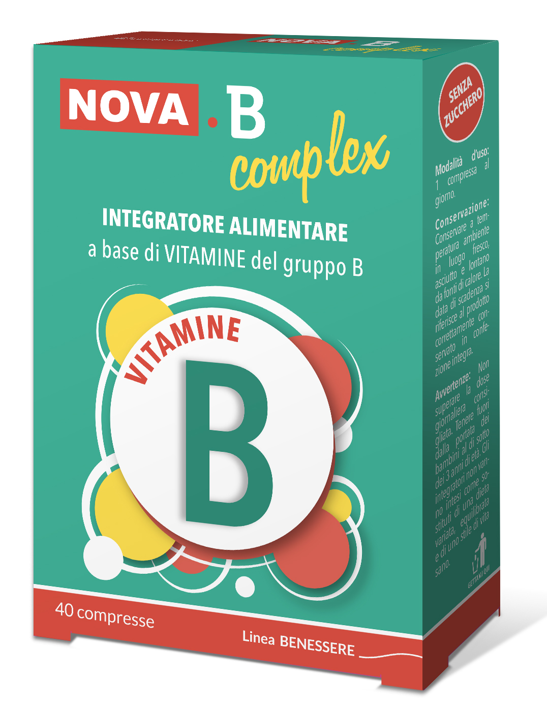 Nova B Complex - Integratore di Vitamine B per Stanchezza e Affaticamento - 40 Compresse