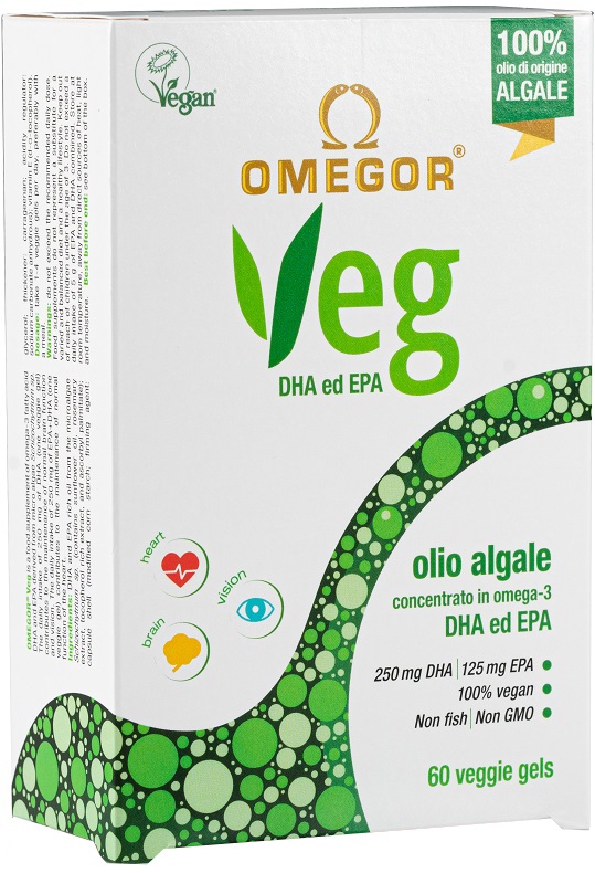 Omegor Veg - Integratore di Omega 3 di Origine Algale - 60 Capsule