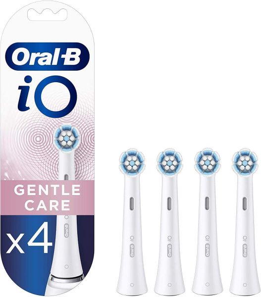 Oral-B - Testine di Ricambio Gentle Clean per Spazzolino Elettrico Serie iO - 4 Testine Colore Bianco