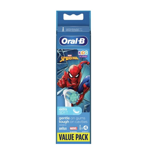 Oral-B Power Testine di Ricambio Spiderman 4 Pezzi