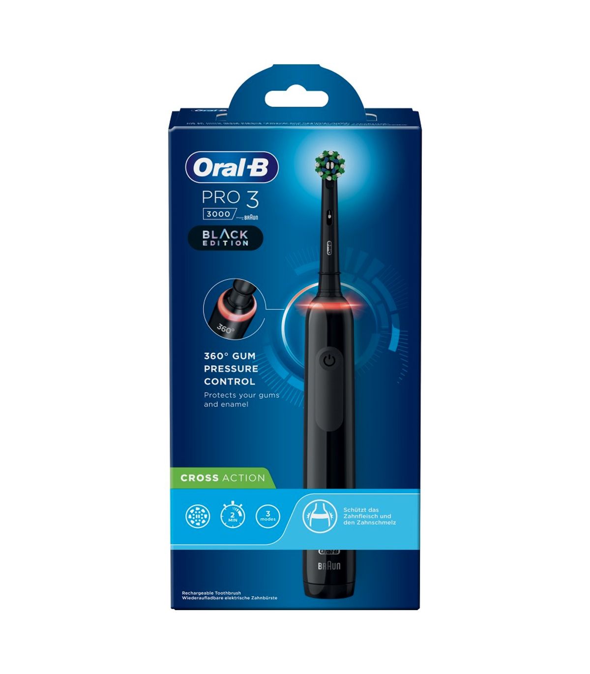 Oral-B Power Pro 3 - Spazzolino Elettrico Cross Action - Colore Nero