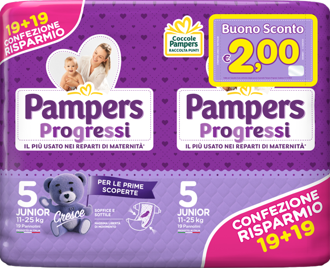 Pampers Progressi - Pannolini Taglia 5 - 38 Pezzi