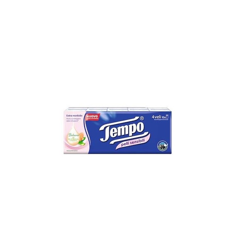 TEMPO - 10 Pacchetti Di Fazzolettini Pelli Sensibili