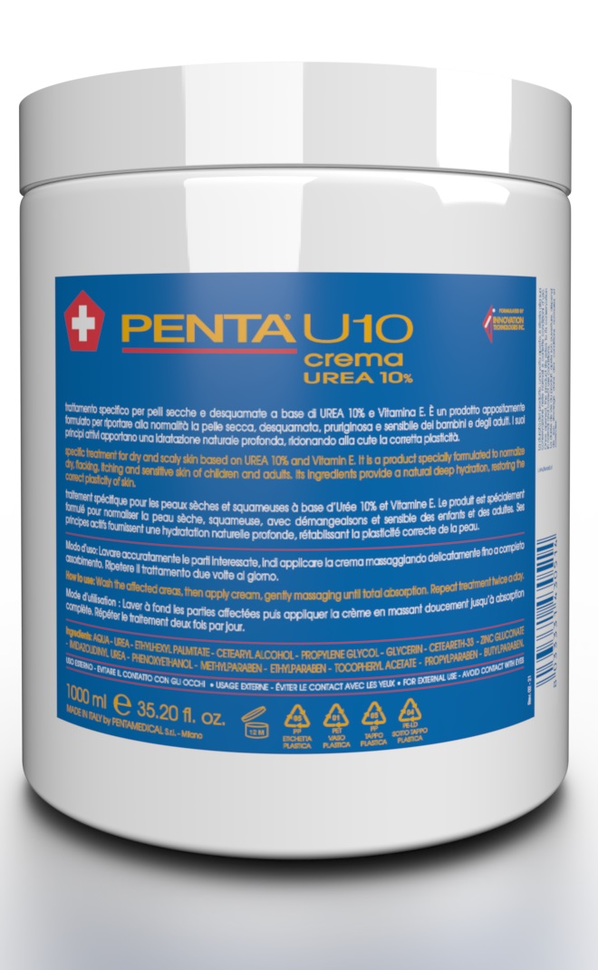 Penta U10 - Crema Idratante per Pelle Secca e Desquamata - 1000 ml