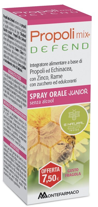 Propoli Mix Defend Junior - Spray per la Gola per Bambini Gusto Fragola - 30 ml