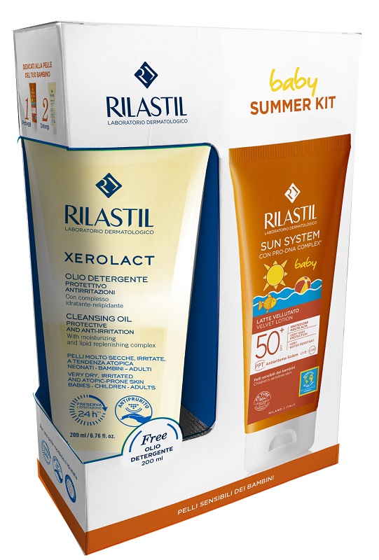 RILASTIL SUN PPT SPF 50+ BABY LATTE VELLUTO 200 ML + RILASTIL XEROLACT OLIO 200 ML