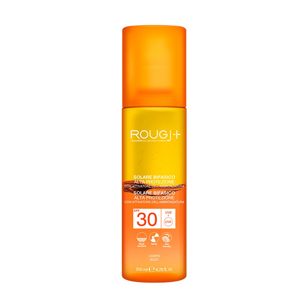 Rougj+ - Protezione Solare Bifasica Corpo Intensificatore dell'Abbronzatura con Protezione Alta SPF 30 - 100 ml