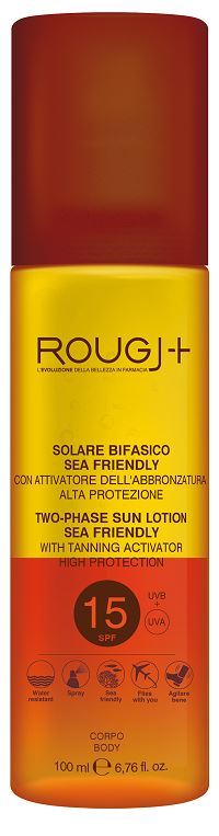 Rougj+ - Crema Viso Solare Bifasico Viso e Corpo con Protezione Media SPF 15 - 100 ml
