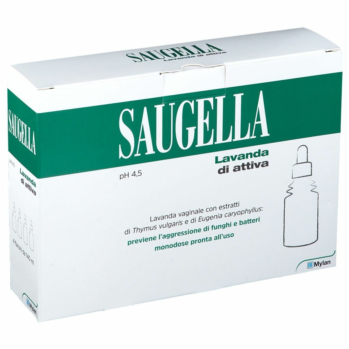 Saugella Lavanda Vaginale Attiva 4 Flaconi da 140 ml