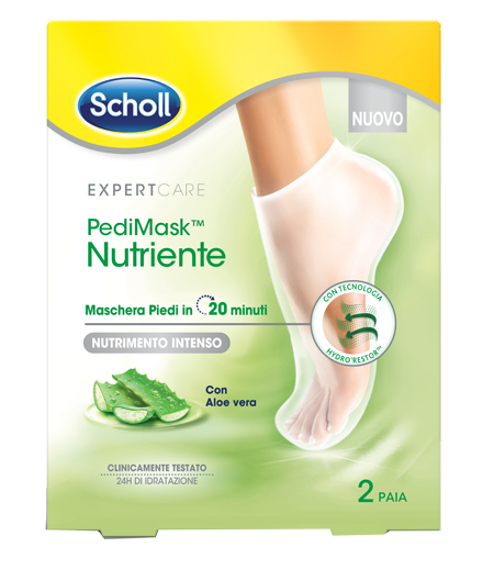 Scholl PediMask Maschera Piedi Nutriente Aloe Vera 2 Paia