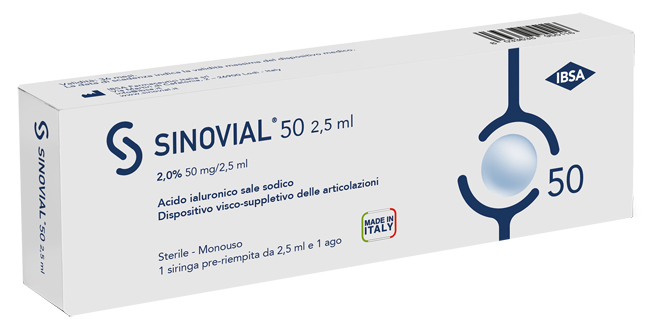 Sinovial 50 - Siringa Articolare con Acido Ialuronico 2% - 1 Siringa 2,5 ml