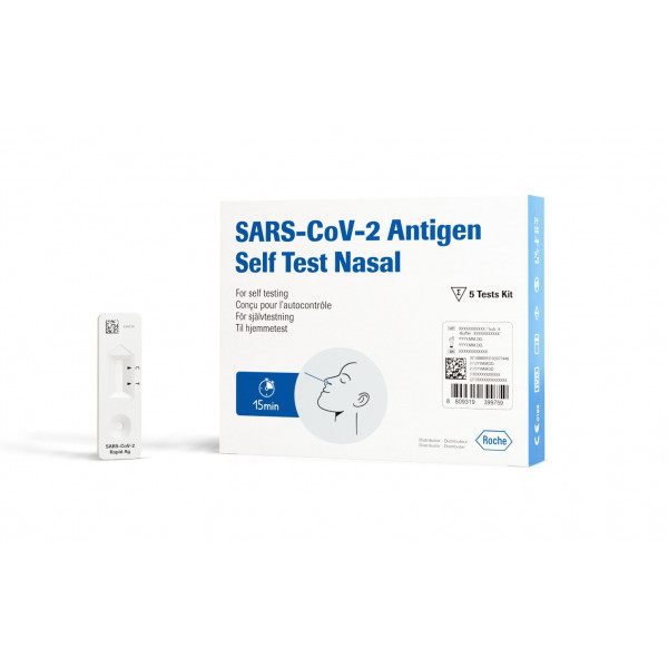 TEST ANTIGENICO RAPIDO COVID-19 AUTODIAGNOSTICO DETERMINAZIONE QUALITATIVA ANTIGENI SARS-COV-2 IN TAMPONI NASALI MEDIANTE IMMUNOCROMATOGRAFIA 5 PEZZI