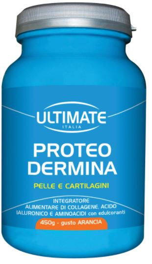 Ultimate Proteo Dermina - Integratore per il Benessere di Pelle e Cartilagini Gusto Arancia - 450 g