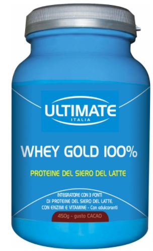 Ultimate Whey Gold 100% - Integratore per Massa Muscolare Gusto Cacao - 450 g