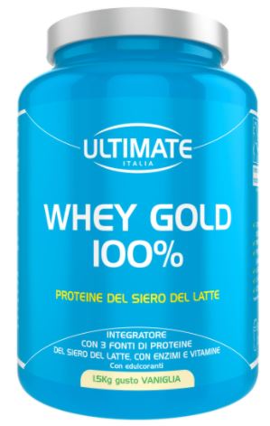 Ultimate Whey Gold 100% - Integratore per Massa Muscolare Gusto Vaniglia - 1.5 kg