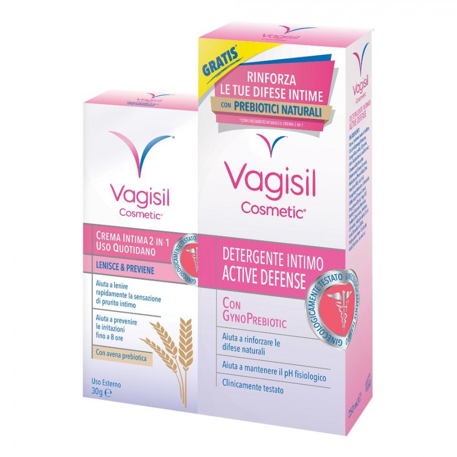 VAGISIL DUO DEFENSE CREMA INTIMA 2 IN 1 30 G + DETERGENTE INTIMO 250 ML OMAGGIO 2 PEZZI