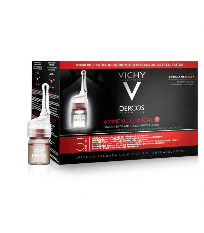 Vichy Dercos Aminexil Intensive 5 - Trattamento Anti-Caduta Capelli Uomo - 42 Fiale