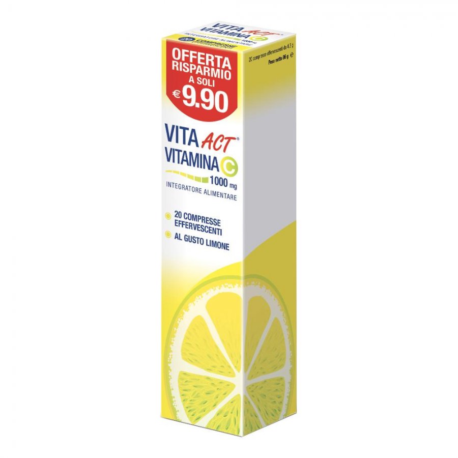 Vita Act Vitamina C 1000 mg Integratore Difese Immunitarie 20 Compresse Effervescenti