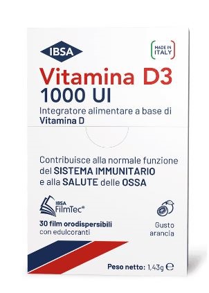 Vitamina D3 Ibsa 1000 U.I. - Integratore per Ossa e Denti - 30 Film Orodispersibili