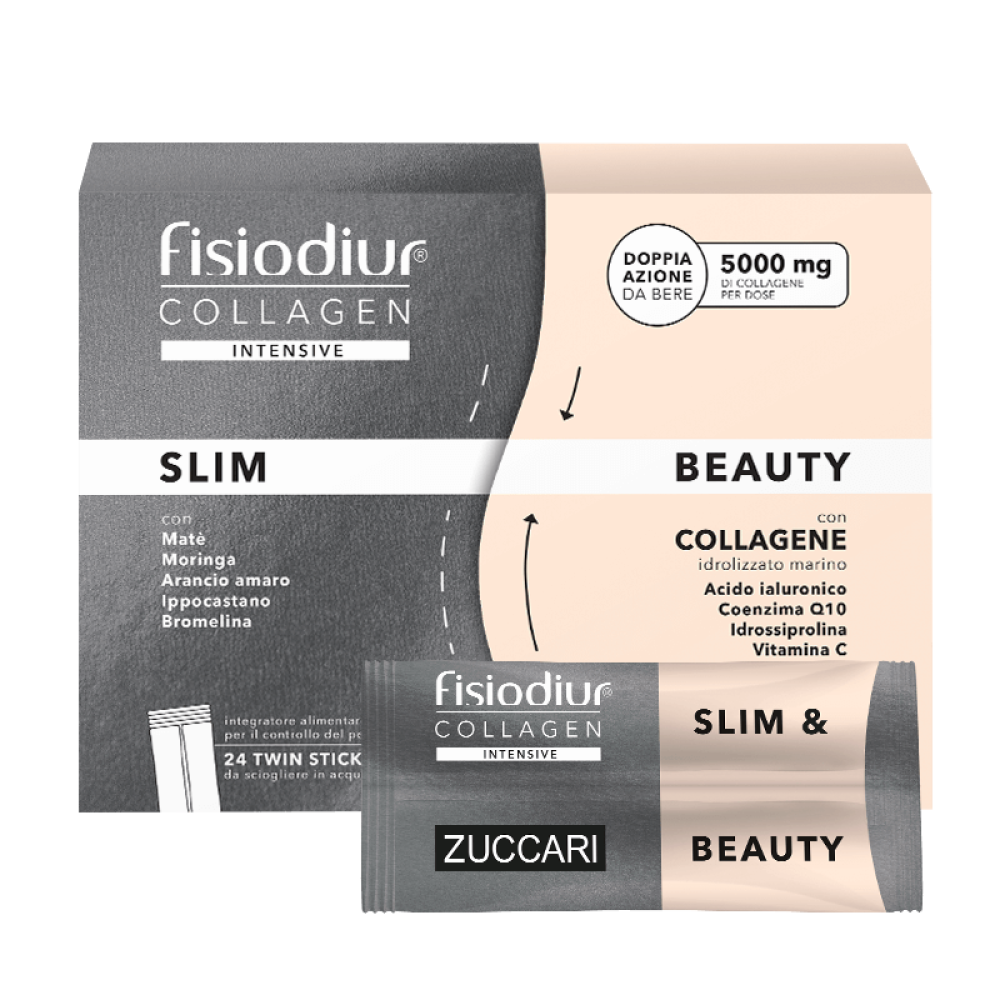Zuccari Fisiodiur Collagen Slim & Beauty - Integratore con Collagene - 24 Stick