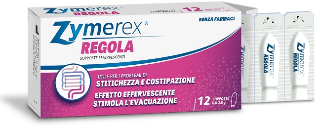 Zymerex Regola - Supposte Effervescenti per Stitichezza e Costipazione - 12 Pezzi