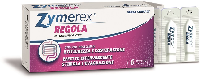 Zymerex Regola - Supposte Effervescenti per Stitichezza e Costipazione - 6 Pezzi