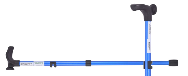 BASTONE CON IMPUGNATURA PALMARE DESTRA CANNA IN LEGA GRIGIO+IMPUGNATURA NERO