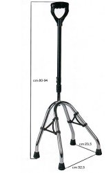 QUATTROPIEDI CANNA GRIGIO SCURO BASE ACCIAIO CROMATO IMPUGNATURA NERO/BORDEAUX