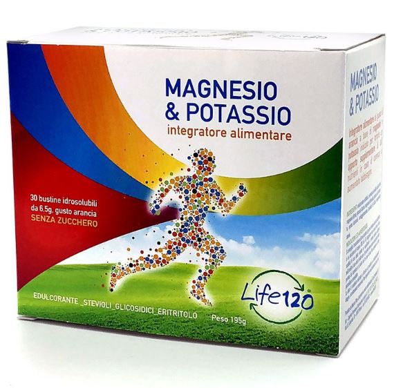 Life 120 Magnesio e Potassio - Integratore per Stanchezza e Affaticamento - 30 Bustine