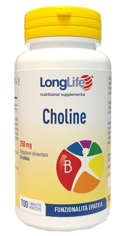 LongLife Choline 250 mg - Integratore per la Funzione Epatica - 100 Tavolette