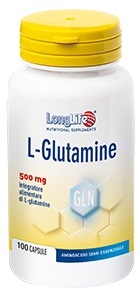 LongLife L-Glutamine 500 mg - Integratore per la Funzionalità Muscolare - 100 Capsule