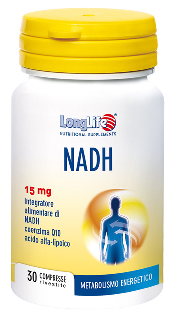 LongLife NADH 15 mg - Integratore per il Metabolismo Energetico con Coenzima Q10 - 30 Compresse